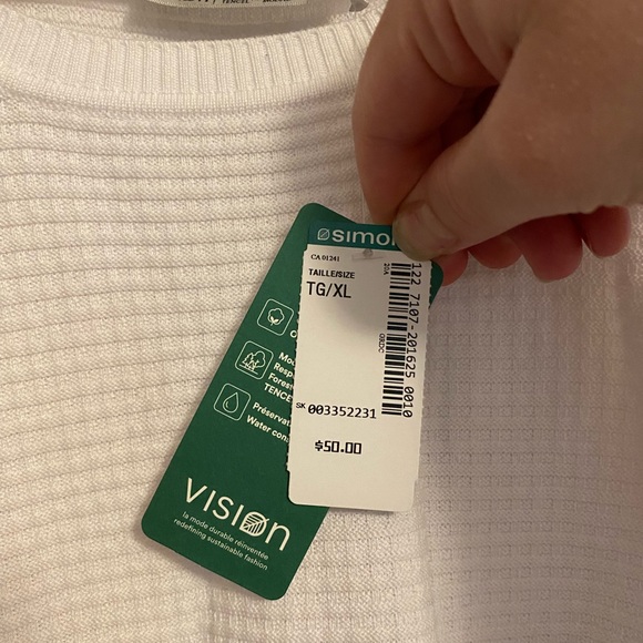 White waffle knit crewneck sweater - Picture 4 of 5